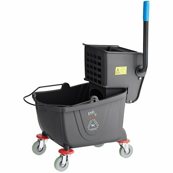 Lavex 26 Qt. Black Mop Bucket and Side Press Wringer Combo 274MBCKT26BK